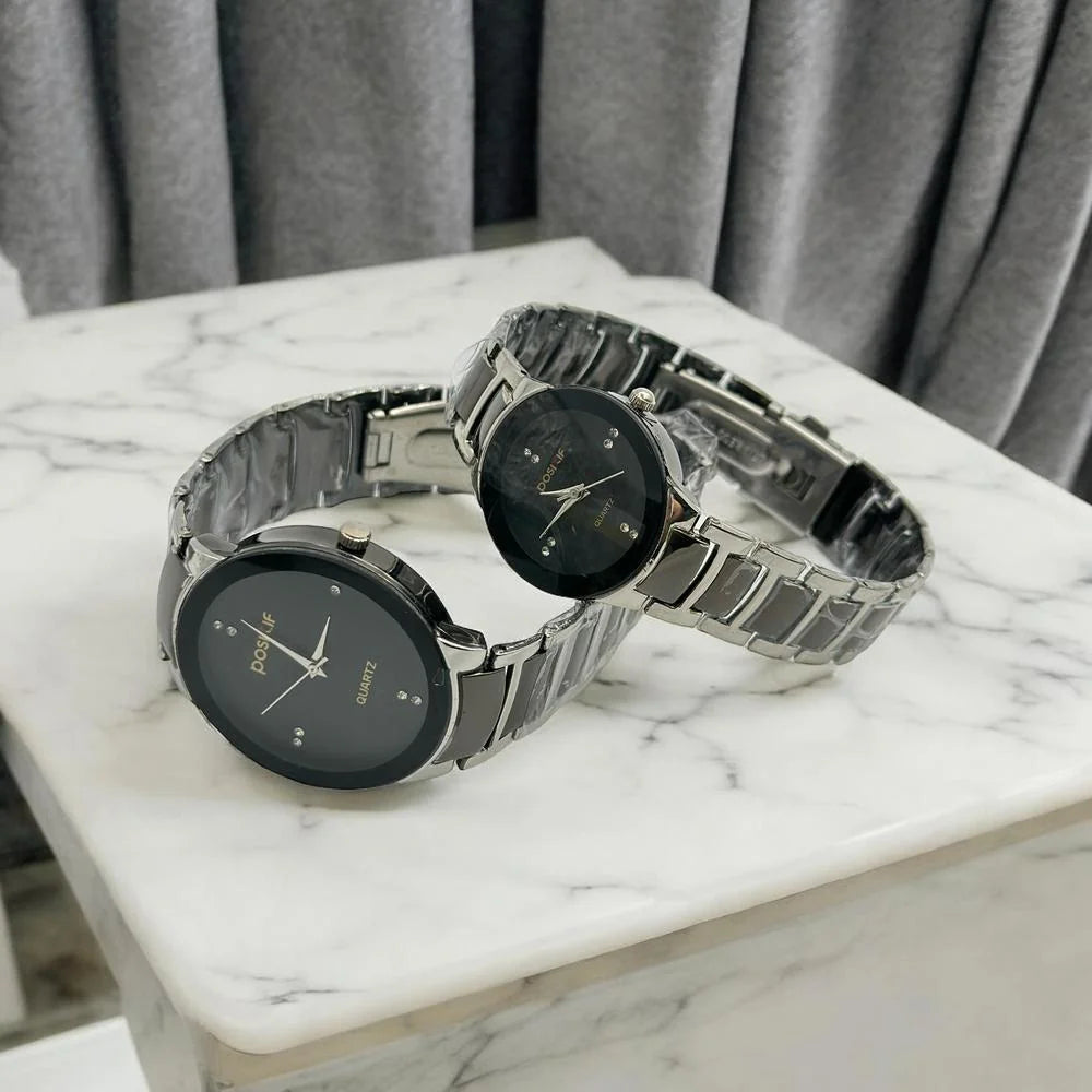 Couple Analog Watches Steel 36mm Set