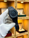 Men Black Carbon Fiber Arabic Dial Watch 4"