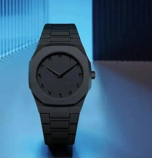 Men Black Carbon Fiber Arabic Dial Watch 4"