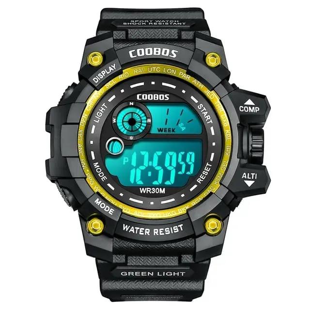 Men's Sports Watch Black Blue Water Resistant 24Hr Display