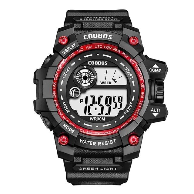 Men's Sports Watch Black Blue Water Resistant 24Hr Display